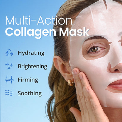 Ebanel 10 Pack Collagen Face Mask with Hyaluronic Acid, Vitamin C, Peptide, Aloe, Instant Brightening Hydrating Face Masks Skincare Korean Sheet Mask, Skin Firming, Lifting Anti Aging Facial Masks