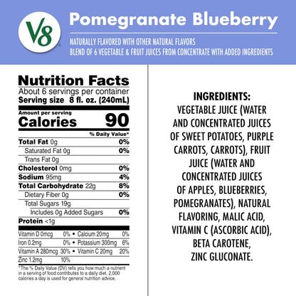 V8 Blends 100% Juice Pomegranate Blueberry Juice, Fruit and Vegetable Juice Blend, 46 Fl Oz Bottle (Pack of 2) V8 buy supplements Au