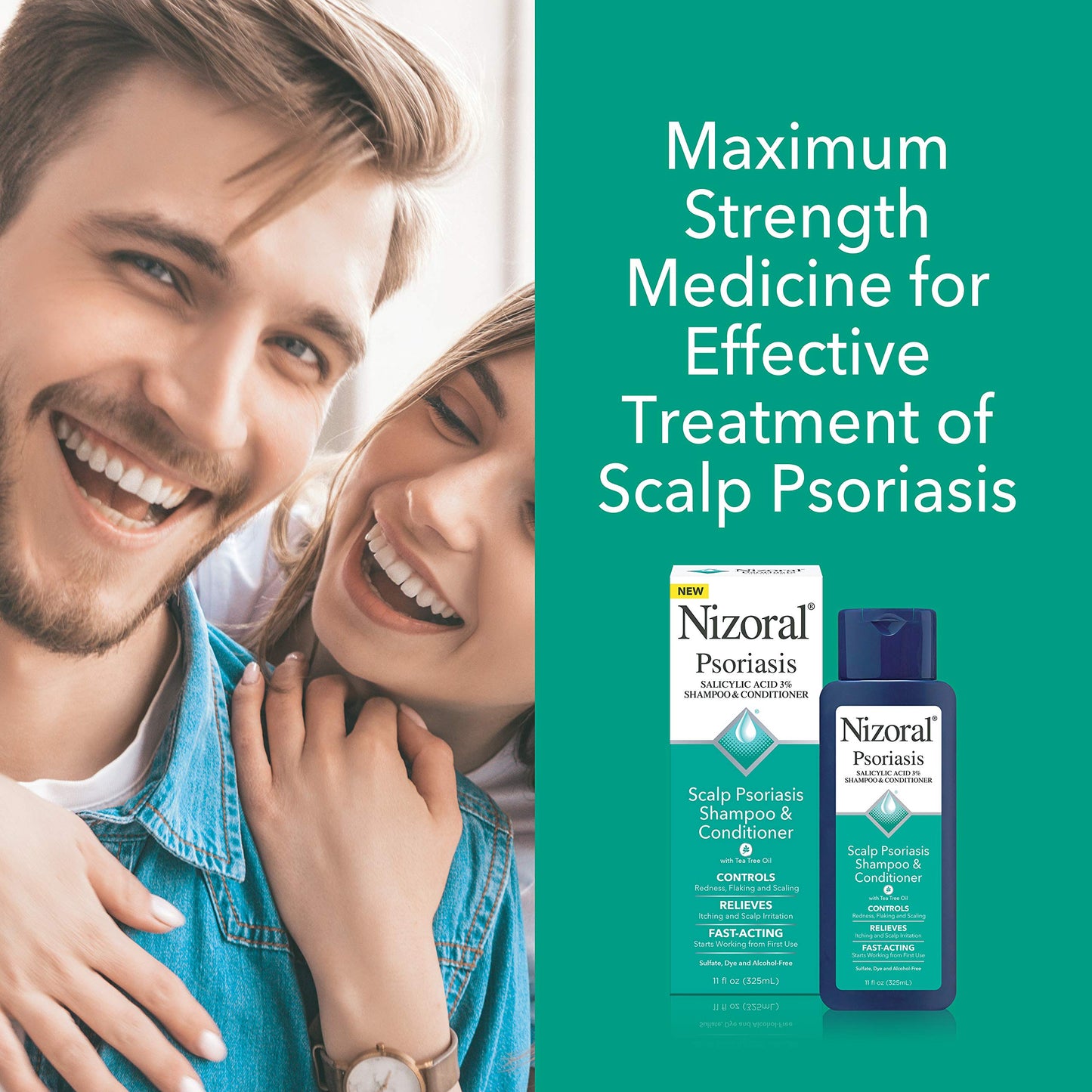 Nizoral Psoriasis Shampoo & Conditioner, 11 Oz, Gentle Scalp Treatment, Relieves Itching and Flaking, Redness and Scaling Effective Scalp Psoriasis Shampoo