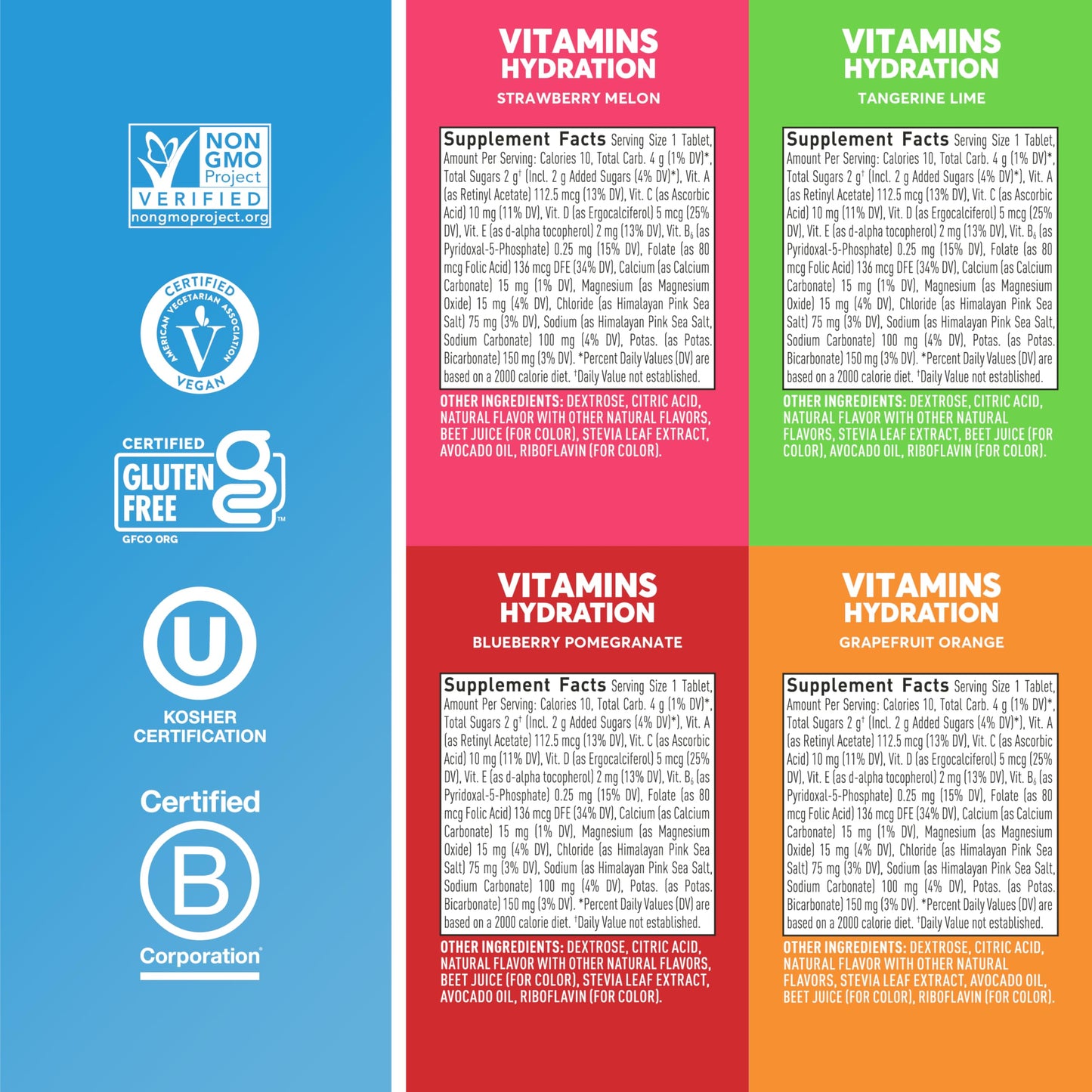 Nuun Vitamins Electrolyte Tablets with Vitamin D, C, E, A, & B6, Folic Acid, Magnesium & 4 Other Essential Electrolytes, Gluten Free & Vegan