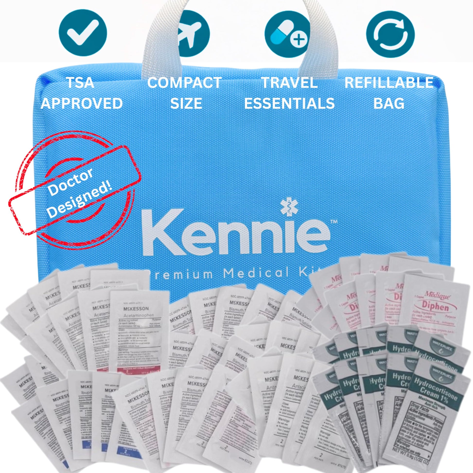 80-Piece OTC Medication Kit, Doctor Designed First Aid & Medicine Organizer with Pain, Fever, Allergy & Stomach Relief for Home, Travel & Emergency Kennie buy supplements Au