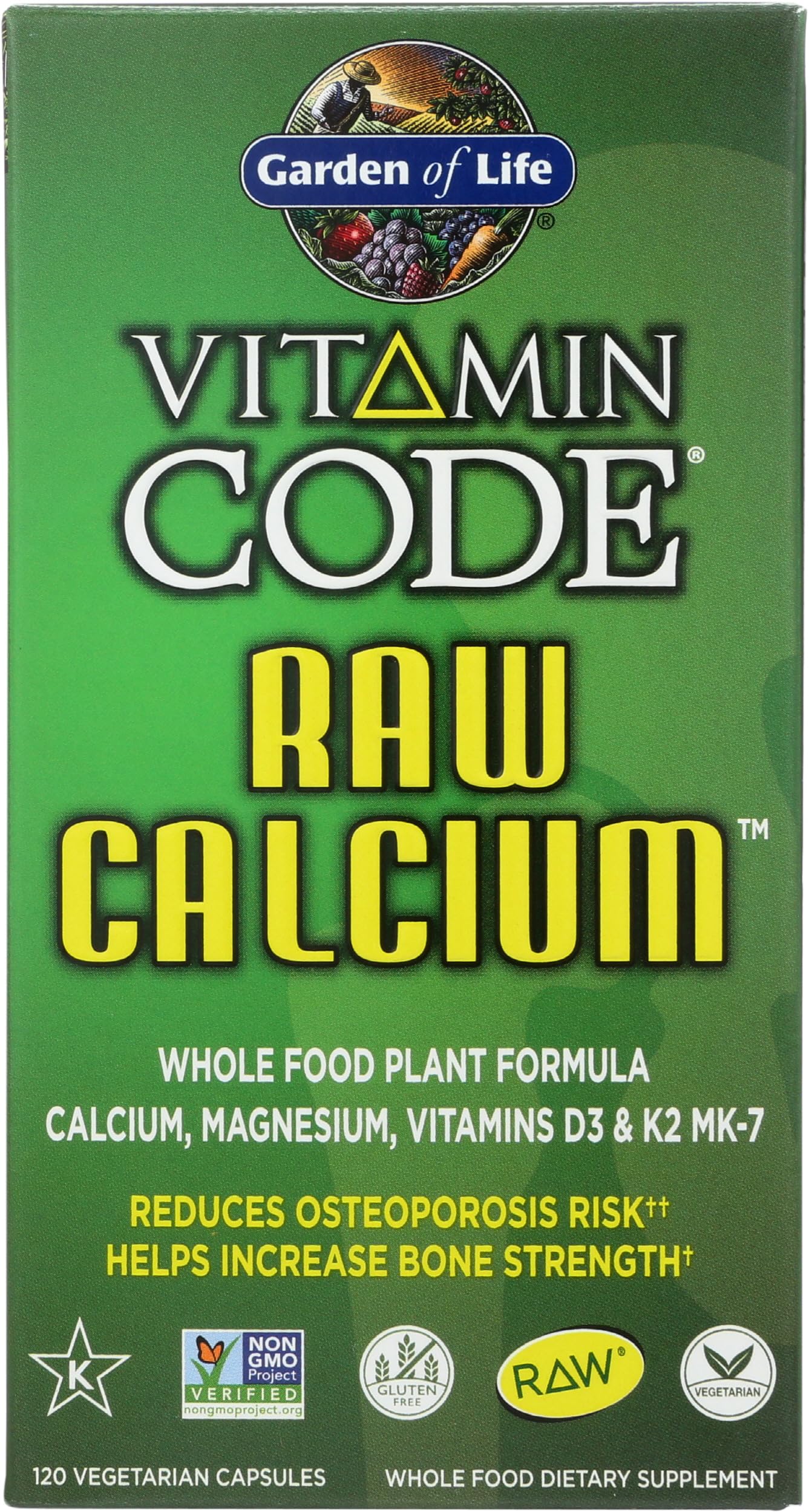 Garden of Life Raw Calcium Supplement for Women and Men - Vitamin Code Made from Whole Foods with Magnesium, K2, Vitamin D3 and Vitamin C plus Probiotics for Digestion, 120 Capsules Garden of Life buy supplements Au
