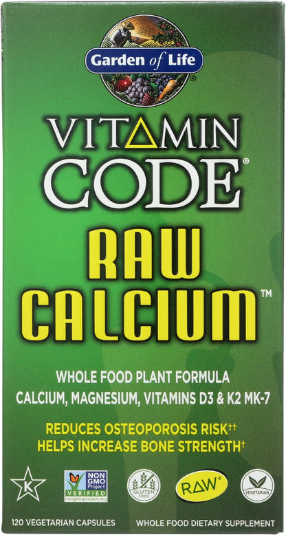 Garden of Life Raw Calcium Supplement for Women and Men - Vitamin Code Made from Whole Foods with Magnesium, K2, Vitamin D3 and Vitamin C plus Probiotics for Digestion, 120 Capsules Garden of Life buy supplements Au
