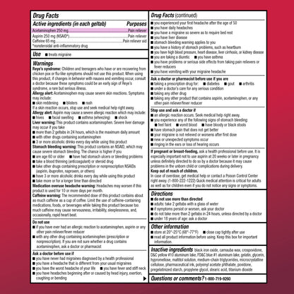 Amazon Basic Care Migraine Relief Geltabs, Pain Reliever, Acetaminophen 250 mg, Aspirin 250 mg (NSAID) and Caffeine 65 mg, Headache Relief, 80 Count Amazon Basic Care buy supplements Au