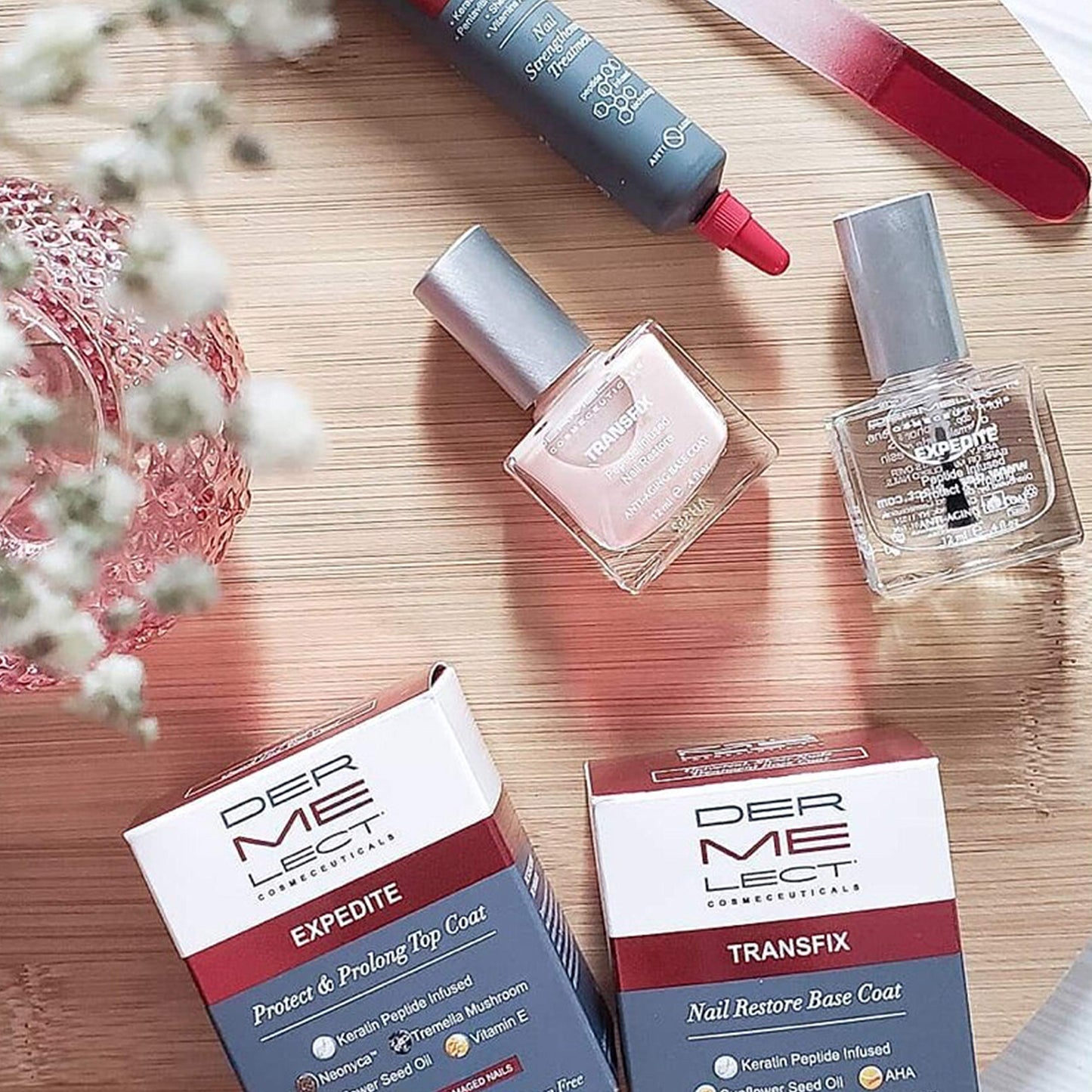 Dermelect Natural Nail Repair Kit for Nails - Anti Aging Nailcare with Peptides Glycolic Acid Sunflower Seed Oil Strengthening & Protective Treatment