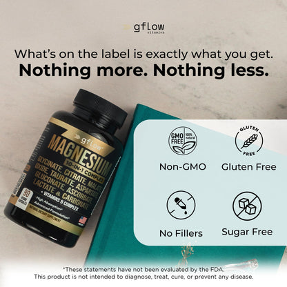 gflow vitamins Magnesium Complex Supplement - 10 Active Forms, Glycinate, Citrate, Malate, Oxide, Taurate, Aspartate, Gluconate, Ascorbate, Lactate, Carbonate, Plus More with Vitamin C B1 B2 B6 B12 gflow vitamins buy supplements Au