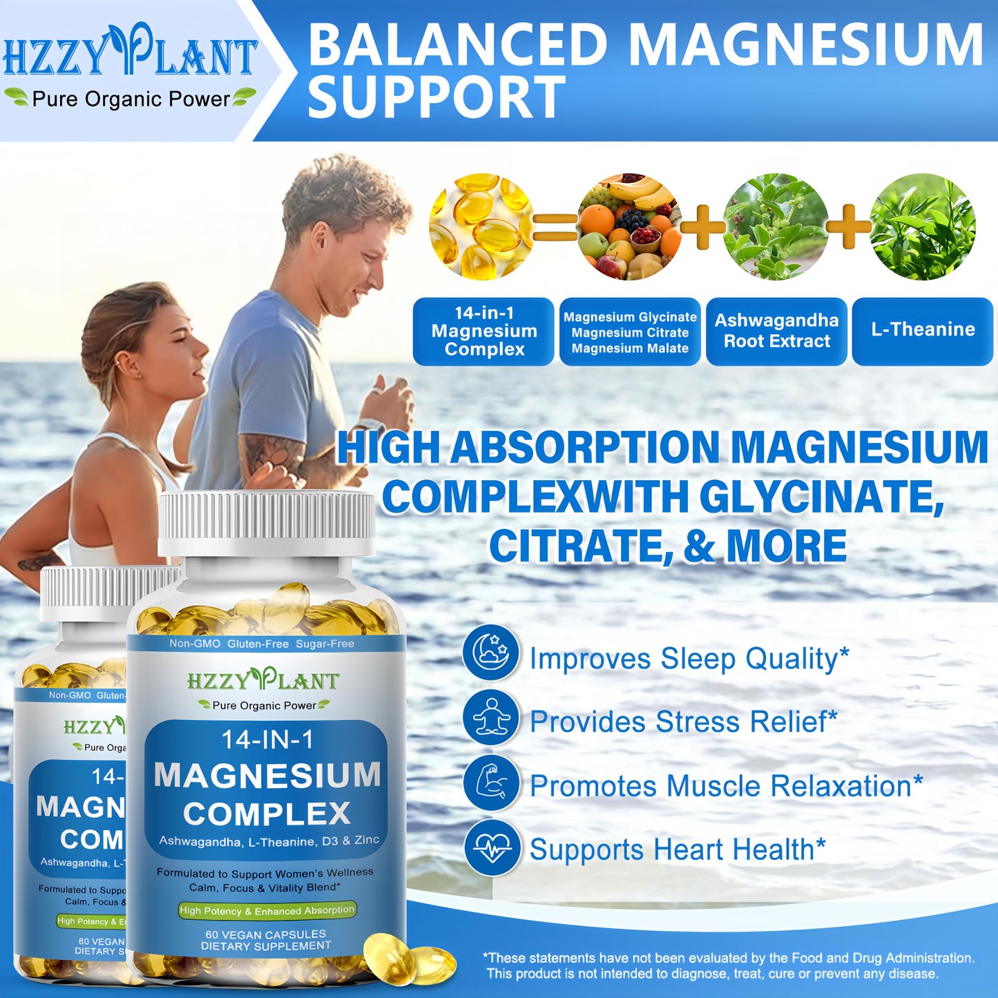 Magnesium Complex Softgels, High Absorption Magnesium Supplement with Glycinate, Citrate, Malate, Taurate, 14-in-1 Magnesium Complex for Women & Men for Muscle, Heart, Sleep Support, 2 Month Supply HZZYPLANT buy supplements Au