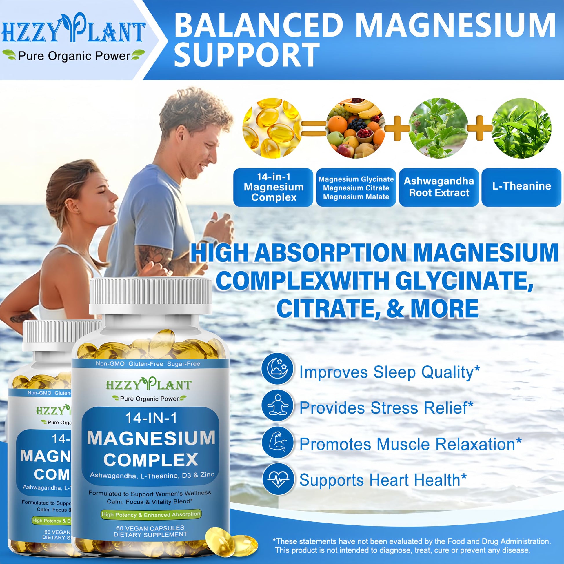 Magnesium Complex Softgels, High Absorption Magnesium Supplement with Glycinate, Citrate, Malate, Taurate, 14-in-1 Magnesium Complex for Women & Men for Muscle, Heart, Sleep Support, 2 Month Supply HZZYPLANT buy supplements Au