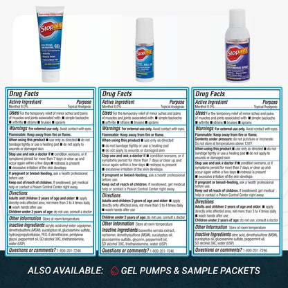 Stopain Pain Relief Combo Set (Gel, Roll On, Spray) USA Made, Max Strength Fast Acting with MSM, Glucosamine, Menthol for Lower Back, Knee, Neck HSA FSA Topical Analgesic Products StopainBuy Supplements Australia