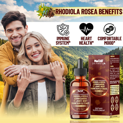 NUQIIT 17in1 Rhodiola Rosea Liquid Drops Tincture w/Ashwagandha Magnesium, L-Theanine. Ultra Rhodiola Cortisol Supplement, Rhodiola Root for Mood, Energy - 1 FL Oz - 60 Day Supply NUQIITBuy Supplements Australia