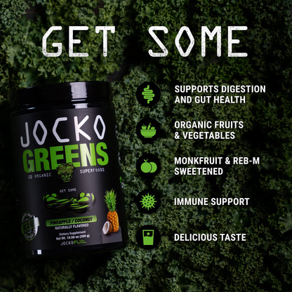Jocko Fuel Daily Greens Powder - Premium Organic Greens Superfood Powder for Gut Health, Digestion, Bloating, Immune Support with Spirulina, Chlorella,