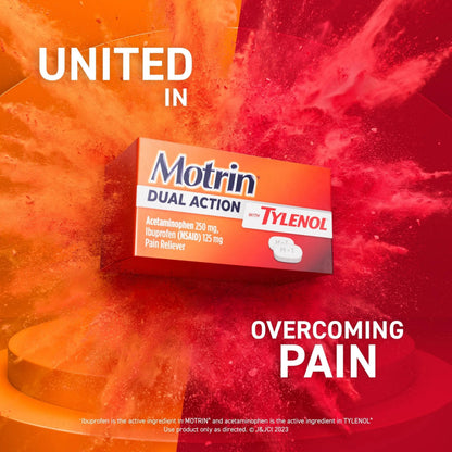 Motrin Dual Action with Tylenol, Ibuprofen & Acetaminophen Fast-Acting Dual Action Pain Reliever for Minor Aches & Pains, Ibuprofen (NSAID) 125 mg & Acetaminophen 250 mg, 120 ct MotrinBuy Supplements Australia