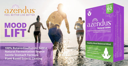 extreme V Azendus SAM-e Mood Support 400mg, 60 Count, Same Butanedisulfonate Fiber Enteric Coated Tablets