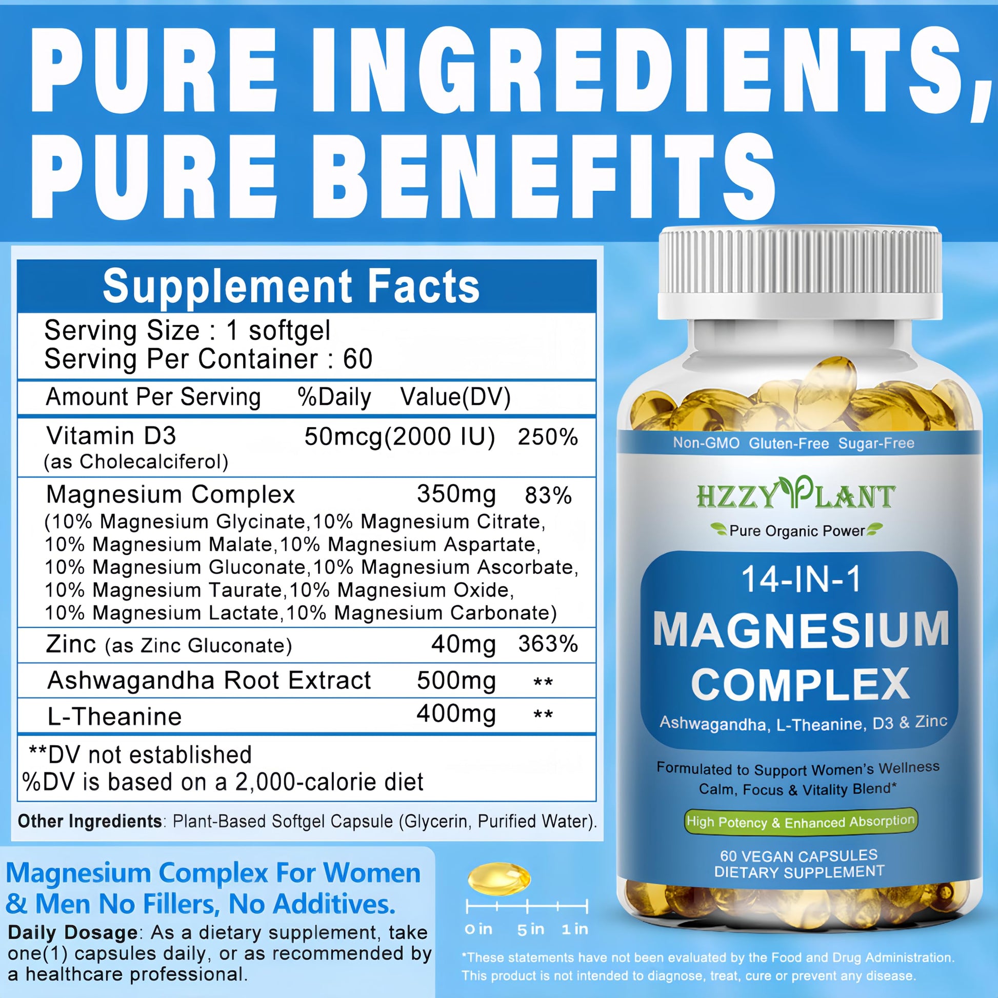 Magnesium Complex Softgels, High Absorption Magnesium Supplement with Glycinate, Citrate, Malate, Taurate, 14-in-1 Magnesium Complex for Women & Men for Muscle, Heart, Sleep Support, 2 Month Supply HZZYPLANT buy supplements Au