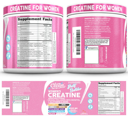 Creatine for Women | Creatine Monohydrate + Powder Myo-Inositol Collagen Biotin Hyaluronic Acid Folate L Glutamine Vitamin D3 Iron Zinc