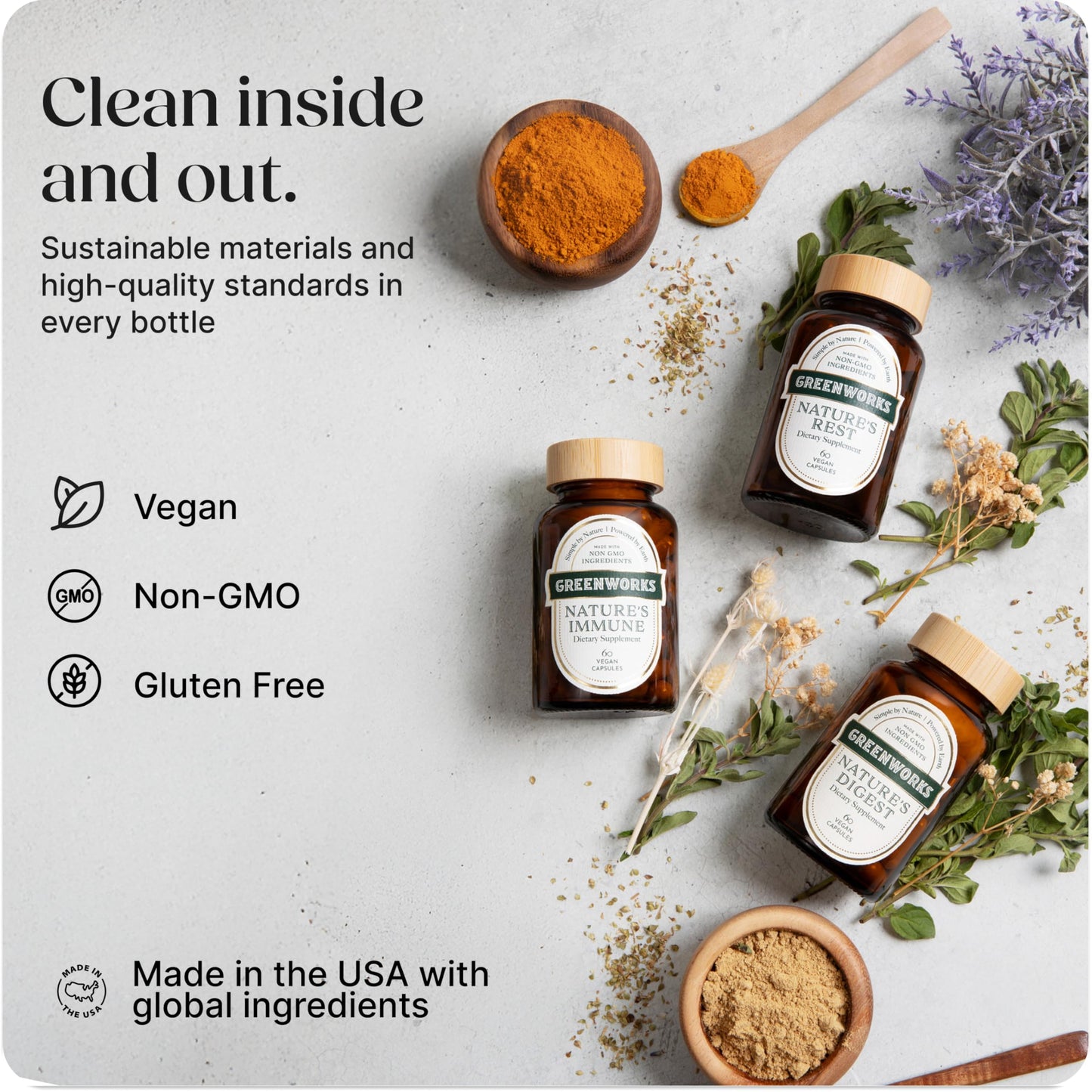 Greenworks Nature's Digest 10 Billion CFU Probiotic for Adults | Daily Gut Health Supplement with Saccharomyces Boulardii, Psyllium Husk, Bromelain,