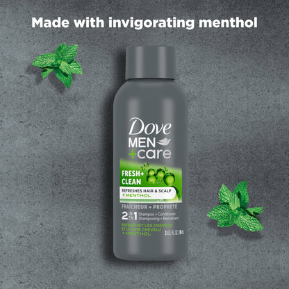 Dove Men+Care Fortifying 2 in 1 Shampoo and Conditioner Fresh and Clean with Caffeine for Normal to Oily Hair Helps Strengthen Thinning Hair 3 oz