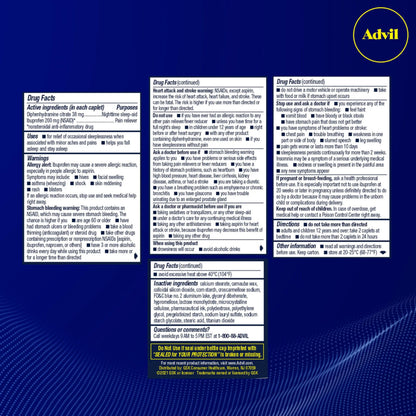 Advil PM Pain Reliever and Nighttime Sleep Aid, Pain Medicine with Ibuprofen for Pain Relief and Diphenhydramine Citrate for A Sleep Aid - 120 Coated Caplets (Pack of 2) AdvilBuy Supplements Australia