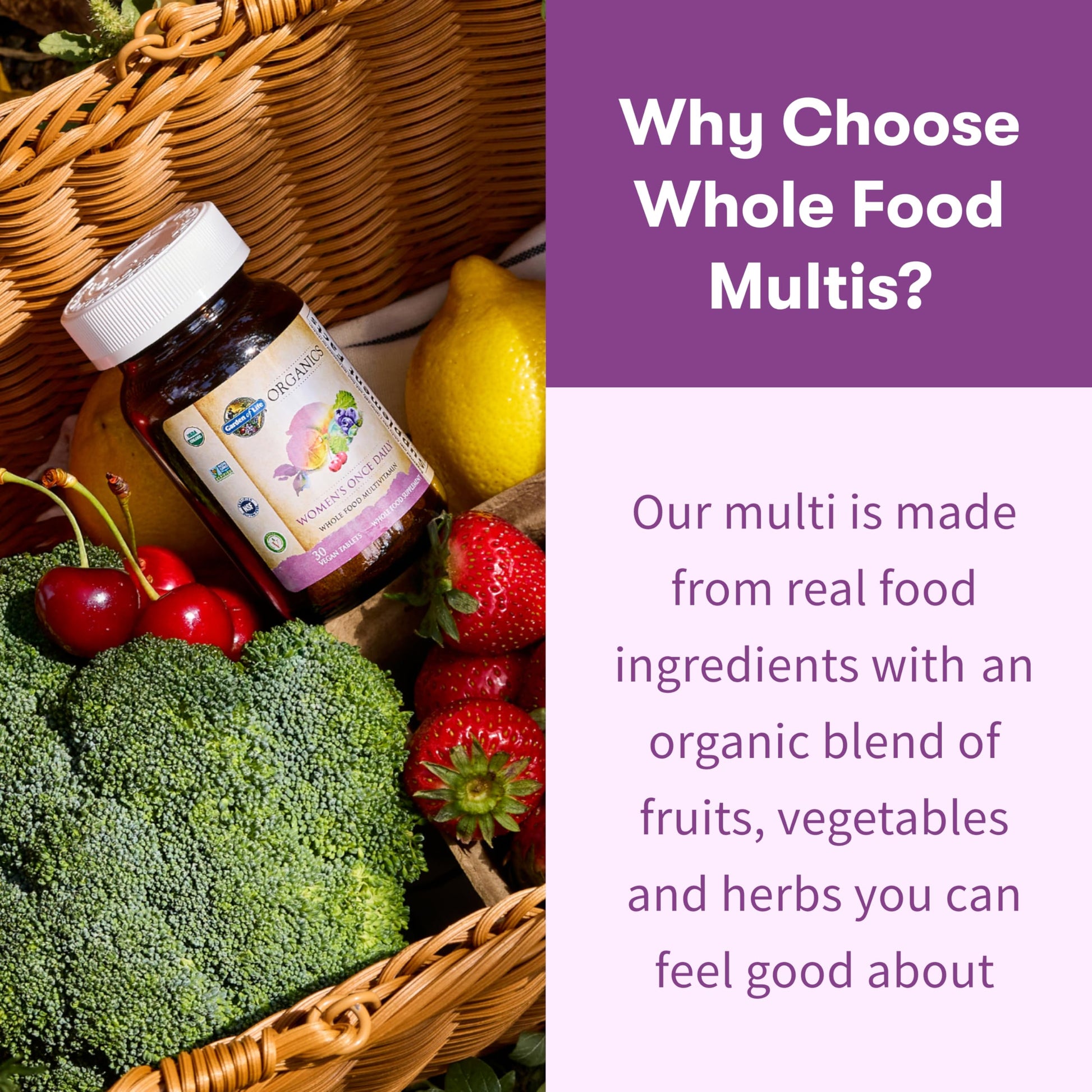 Garden of Life Organics Multivitamin for Women - Women's Once Daily Multi - Whole Food Multi with Iron, Biotin, Vegan Organic Womens Multivitamin for Health, Energy Hair Skin and Nails, 60 Tablets Garden of Life buy supplements Au