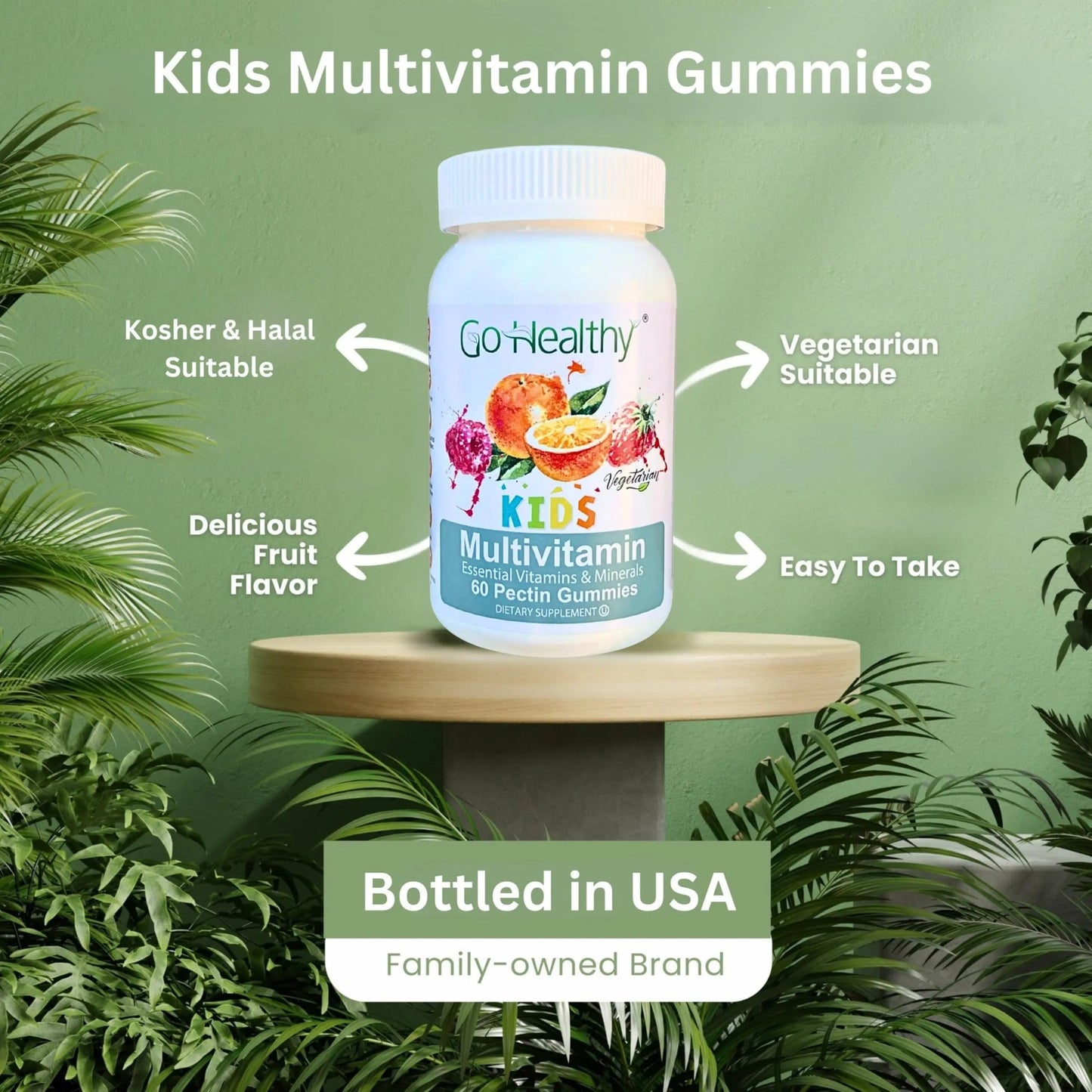 Go Healthy Kids Multivitamin Gummies, Immune Support, Kids Vitamin Gummies, Kosher Kid Vitamin, Halal Go Healthy Natural