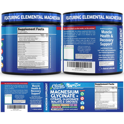 Clean Nutra Magnesium Glycinate Citrate Malate Orotate Taurate Supplement Complex + 10 Strain Probiotic Prebiotics FOS GOS Inulin Sleep Calm Support Apple Pectin – 120 Vegan Capsules Clean Nutraceuticals buy supplements Au