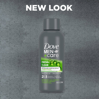 Dove Men+Care Fortifying 2 in 1 Shampoo and Conditioner Fresh and Clean with Caffeine for Normal to Oily Hair Helps Strengthen Thinning Hair 3 oz