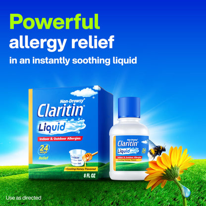 Claritin® Liquid, Allergy Medicine for Adults, 24-Hour Non-Drowsy Loratadine 5mg, Antihistamine, Cooling Honey Flavored, 8 fl. oz Claritin buy supplements Au