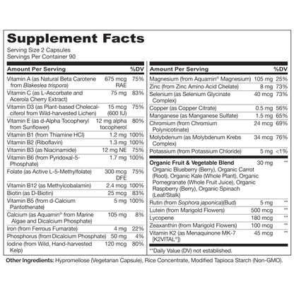NATURELO Multivitamins for Teenage Girls/Boys, 180 Capsules, Whole Food Multivitamin with Minerals, Non-GMO, Vegetarian NATURELOBuy Supplements Australia