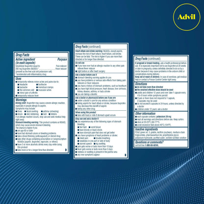 Advil Liqui-Gels Pain Reliever and Fever Reducer, Pain Medicine for Adults with Ibuprofen 200mg for Headache, Backache, Menstrual Pain and Joint Pain Relief - 160 Liquid Filled Capsules AdvilBuy Supplements Australia