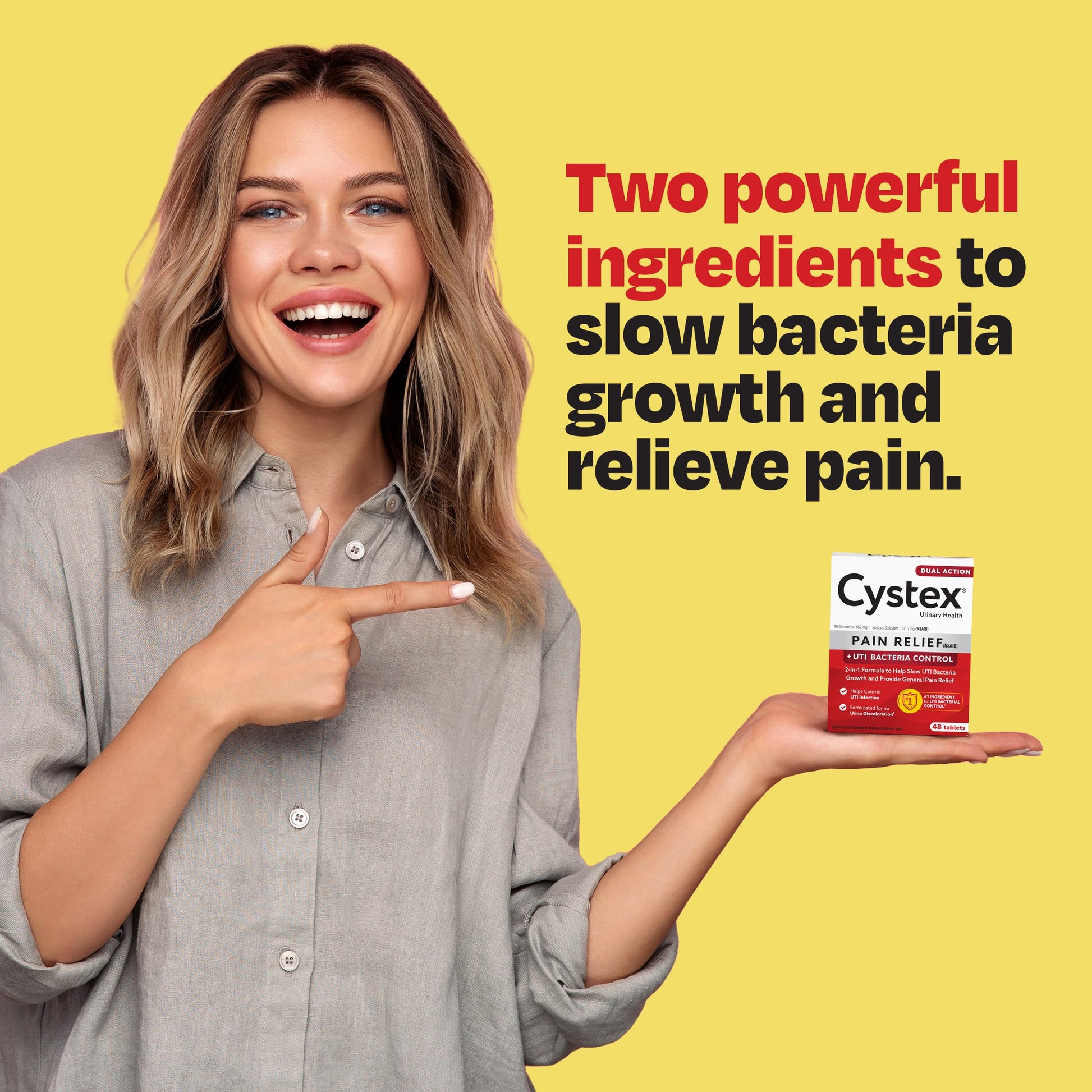 Cystex Dual-Action UTI Pain Relief & Prevention Tablets - 2-in-1 Formula Relieves Burning, Urgency, & Discomfort While Slowing Bacterial Growth - Non-Staining, Fast-Acting - 48-Count Cystex buy supplements Au