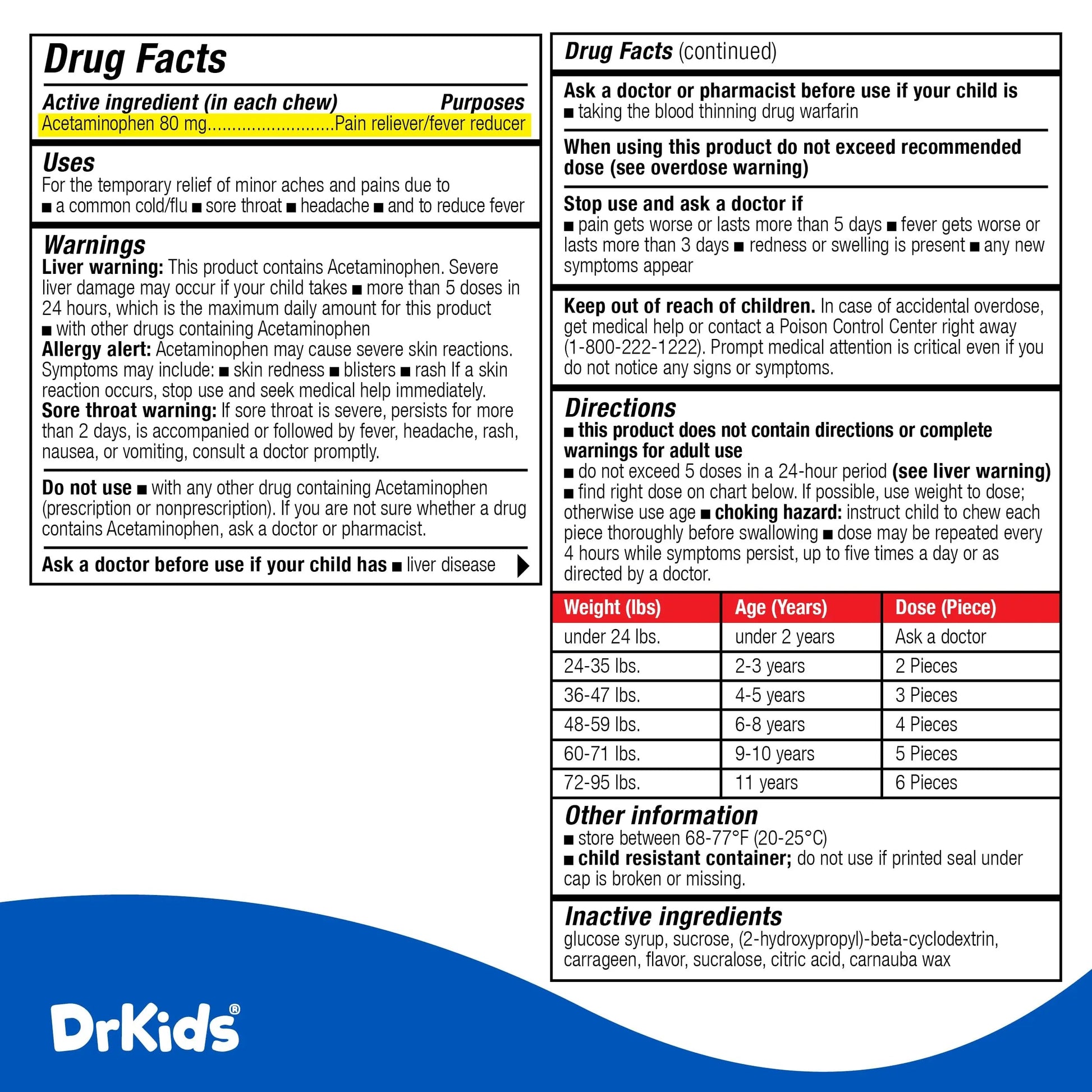 Dr. Kids Children’s Pain and Fever Chewable Gels – Pain Relief and Fever Reducer for Kids Ages 2–11, 80 mg Chewable Acetaminophen for Headache, Sore Throat, Cold & Flu, Pineapple Flavor, 26 Count Dr. KidsBuy Supplements Australia