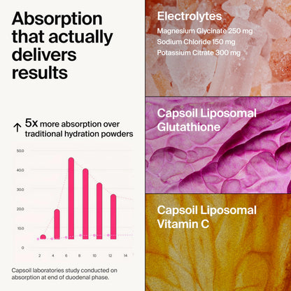 The Absorption Company Electrolyte Powder Packets - Workout Recovery & Hydration Drink Mix with Liposomal Glutathione, Vitamin C & Methylated B Vitamins